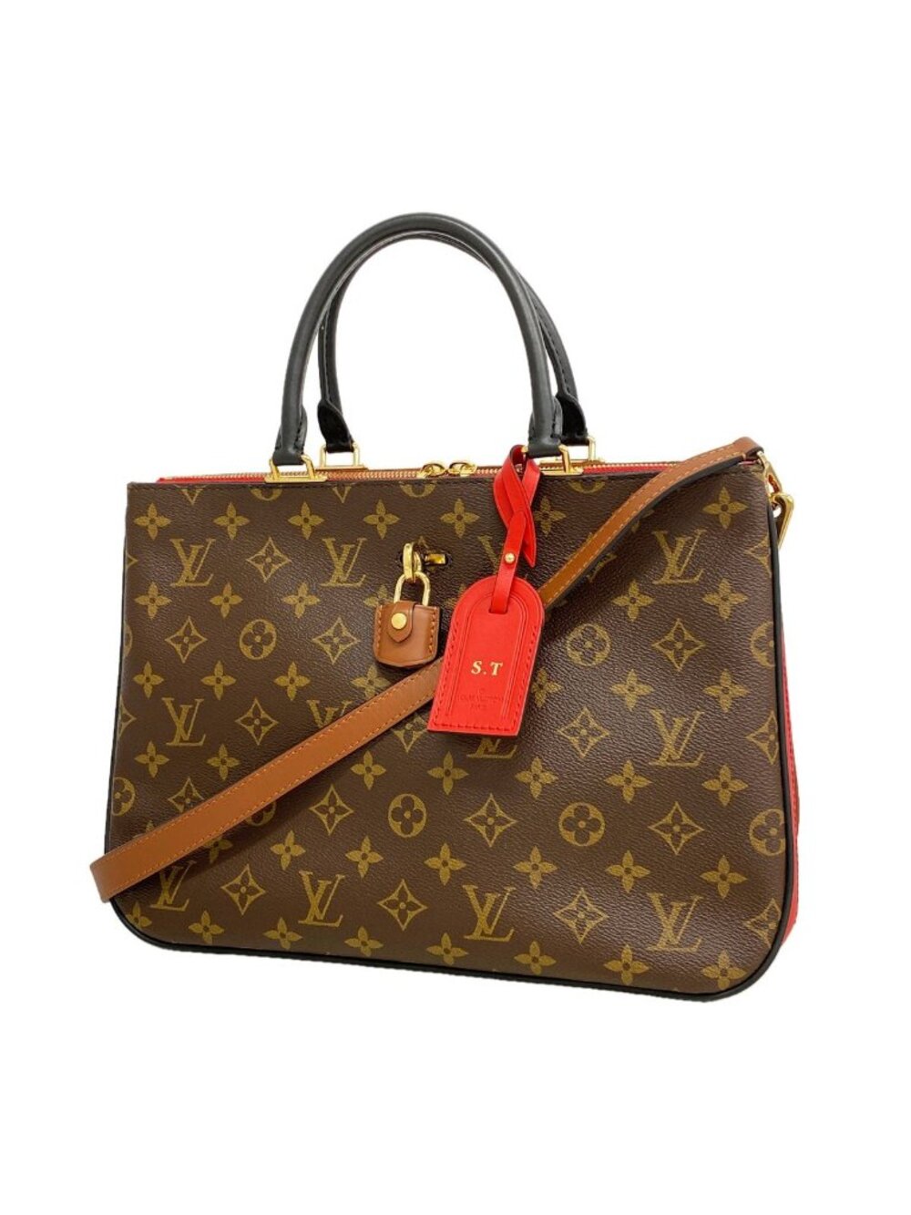 Louis Vuitton Handbag Monogram Mille Feuille Brown Red Noir 2-Way Bag